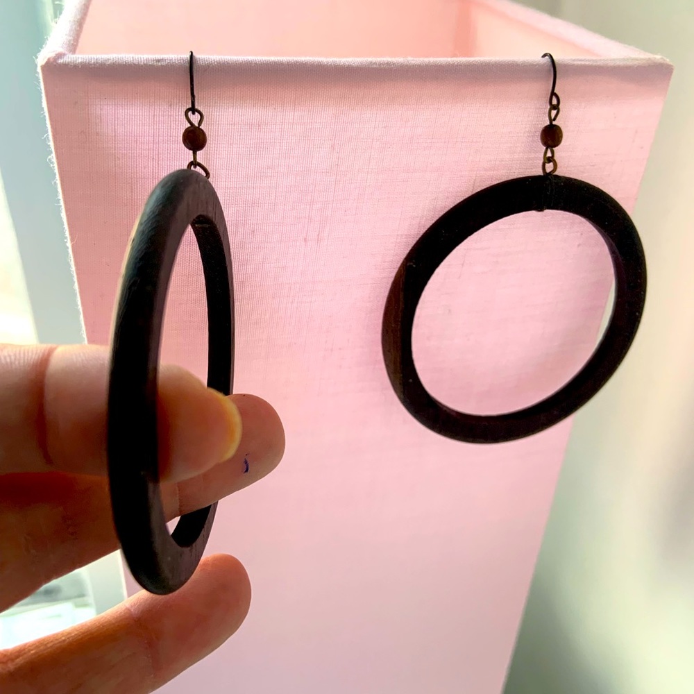 Solid wood hoop earrings